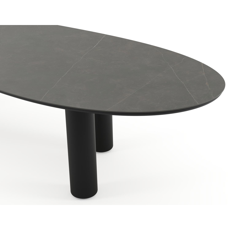 Amico tuintafel organisch in zwart aluminium en volkeramiek Calatorao - L 320 x B 120 x H 73.5 cm