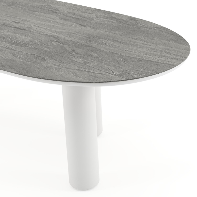 Amico tuintafel organisch in wit aluminium en volkeramiek Aspen Grey - L 240 x B 110 x H 73.5 cm