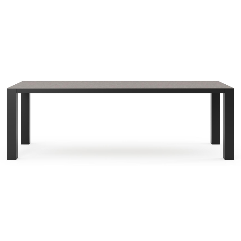 Nano tuintafel rechthoekig in zwart aluminium en volkeramiek wulong - L 240 x B 100 x H 75 cm