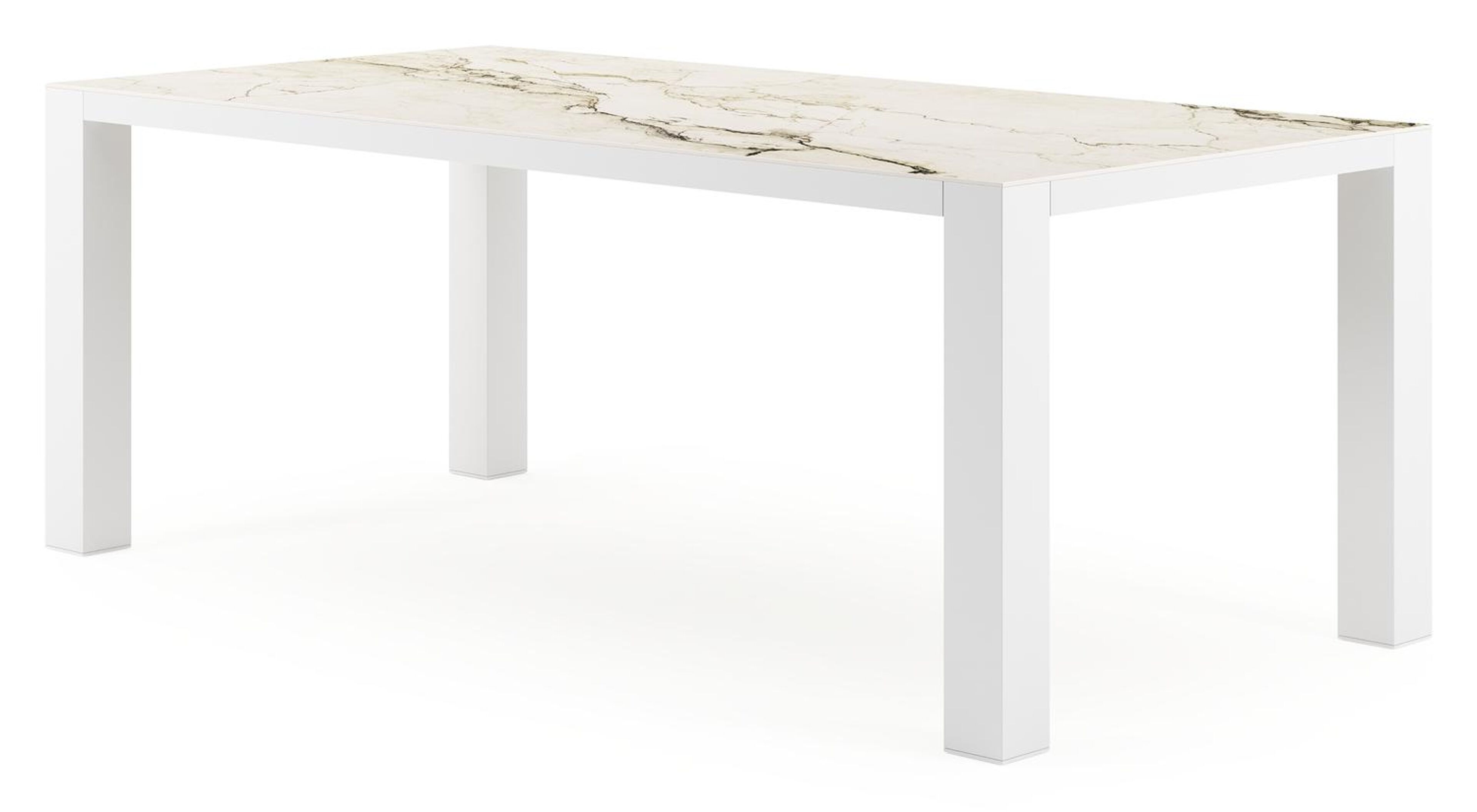 Nano tuintafel rechthoekig in wit aluminium en volkeramiek colorado dunes - L 200 x B 100 x H 75 cm