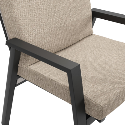 Leon tuinstoel in zwart aluminium en beige textilene met kussen in Rustic Weather+ Softtouch