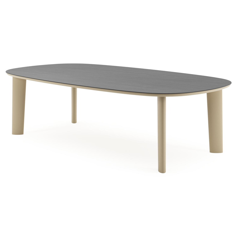 Amico tuintafel bombo xl in beige aluminium en volkeramiek Basalt Black - L 270 x B 148 x H 73.5 cm