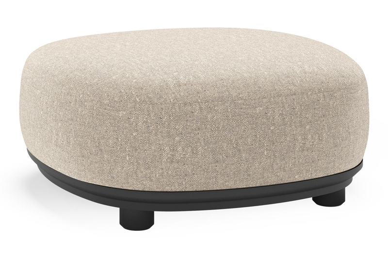 Vadelo poef in zwart aluminium met chartres pewter all weather sunbrella® luxe kussen