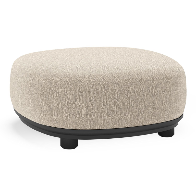 Vadelo poef in zwart aluminium met chartres pewter all weather sunbrella® luxe kussen