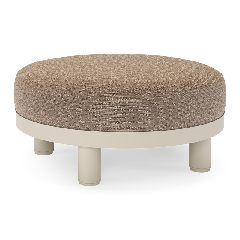 Donato lounge poef in beige aluminium met all weather solica Firenze Bamboe kussen