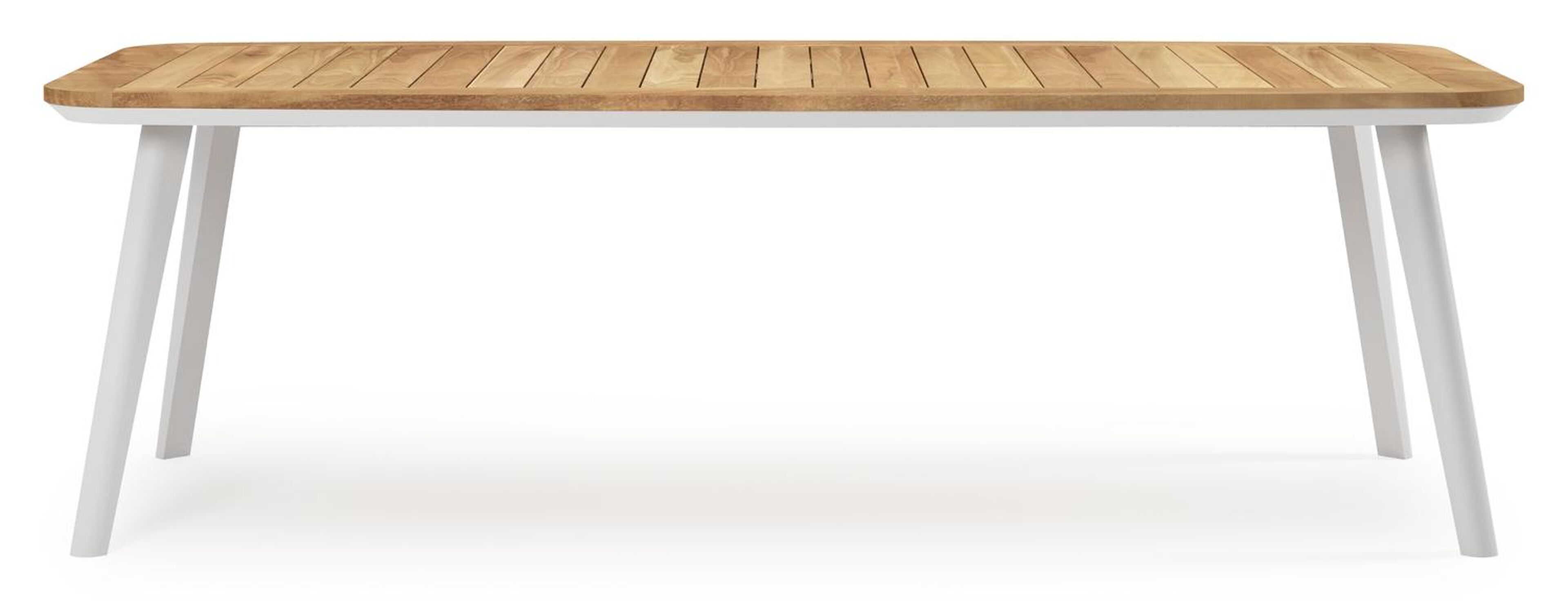 Mosa bootvormige tuinset in wit aluminium en teak natural finish met 6 Cosa tuinstoelen