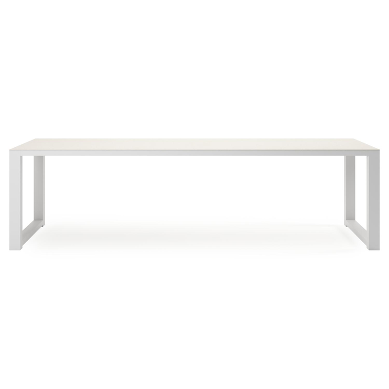 Livo tuintafel rechthoekig in wit aluminium en sintered stone Crema minerale - L 270 x B 100 x H 73 cm