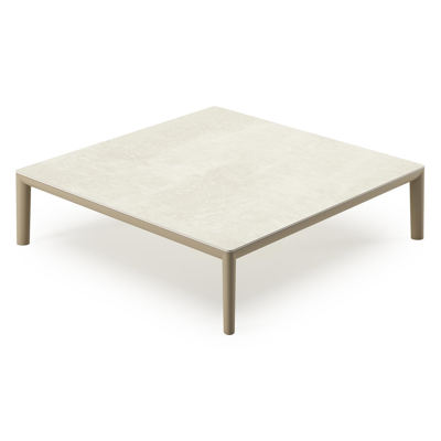 Tolosa loungetafel in beige aluminium en beige sintered stone - L 90 x B 90 x H 38 cm