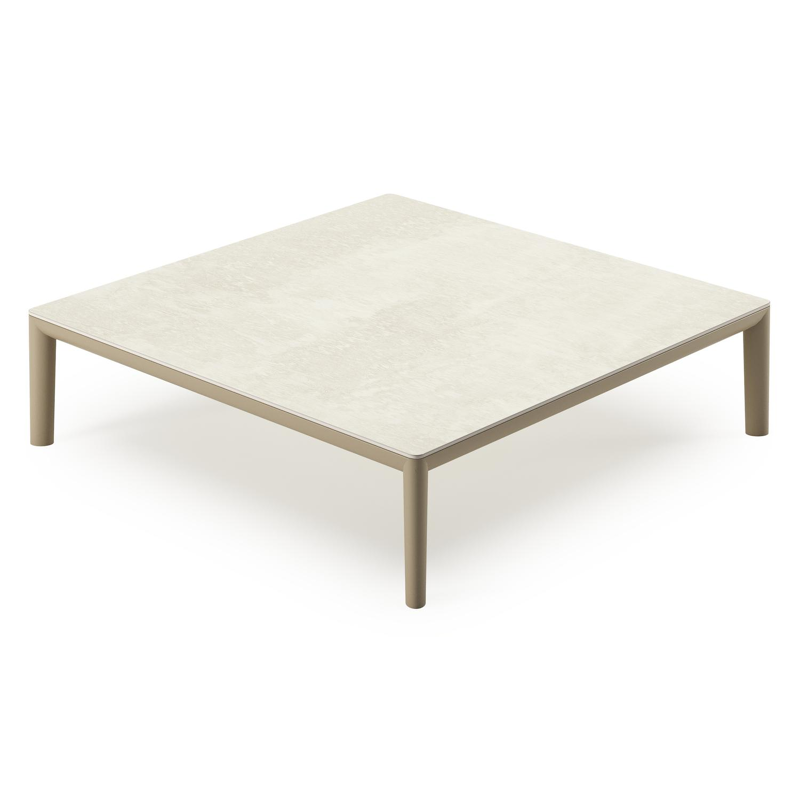 Tolosa loungetafel in beige aluminium en beige sintered stone - L 90 x B 90 x H 38 cm