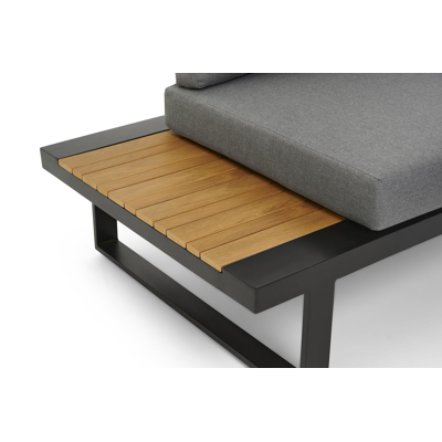 Serado loungehoek in zwart polywood en polywood met grijs polywood kussen en loungetafel