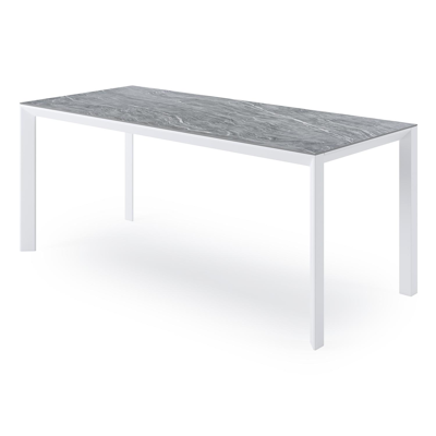 Malito tuintafel in wit aluminium en volkeramiek mar del plata - L 180 x B 80 x H 75,5 cm