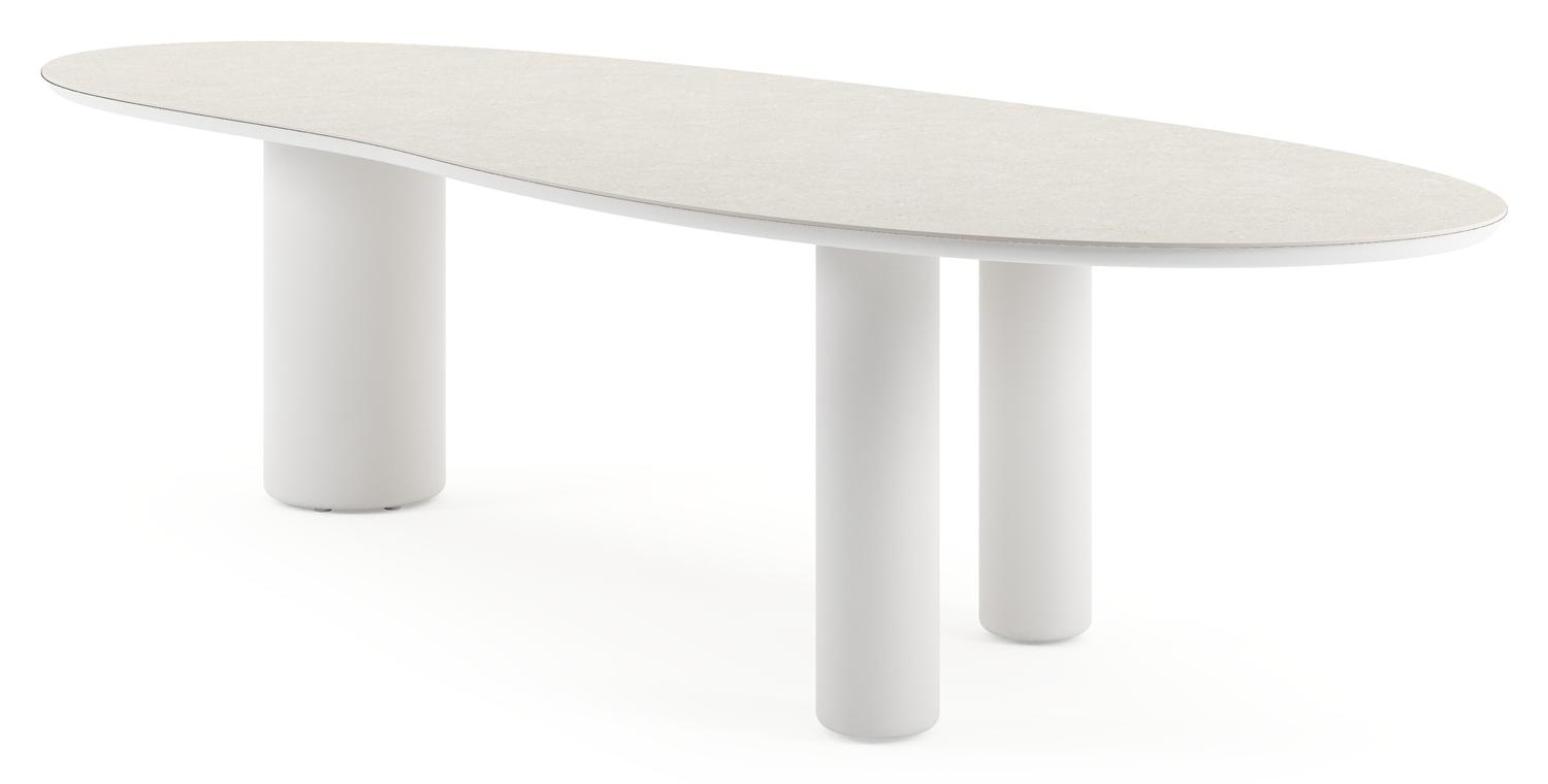 Amico tuintafel organisch in wit aluminium en volkeramiek Shilin - L 320 x B 120 x H 73.5 cm