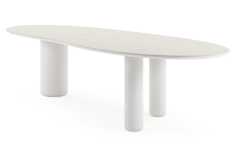 Amico tuintafel organisch in wit aluminium en volkeramiek Shilin - L 320 x B 120 x H 73.5 cm