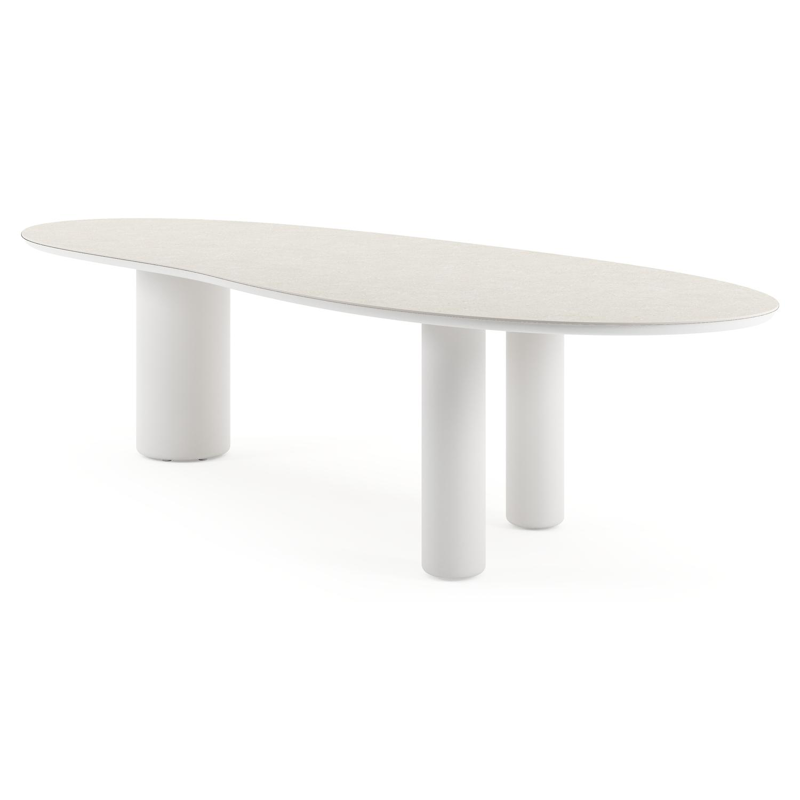 Amico tuintafel organisch in wit aluminium en volkeramiek Shilin - L 320 x B 120 x H 73.5 cm