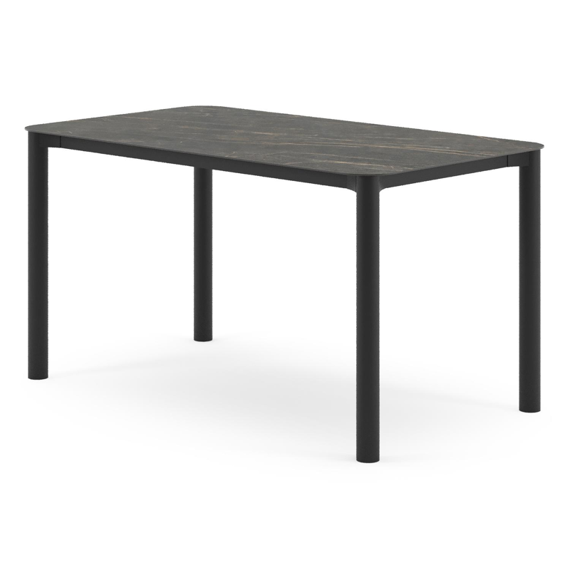 Orso tuintafel rechthoekig afgerond in zwart aluminium en volkeramiek Black Obsession - L 140 x B 80 x H 74.5 cm