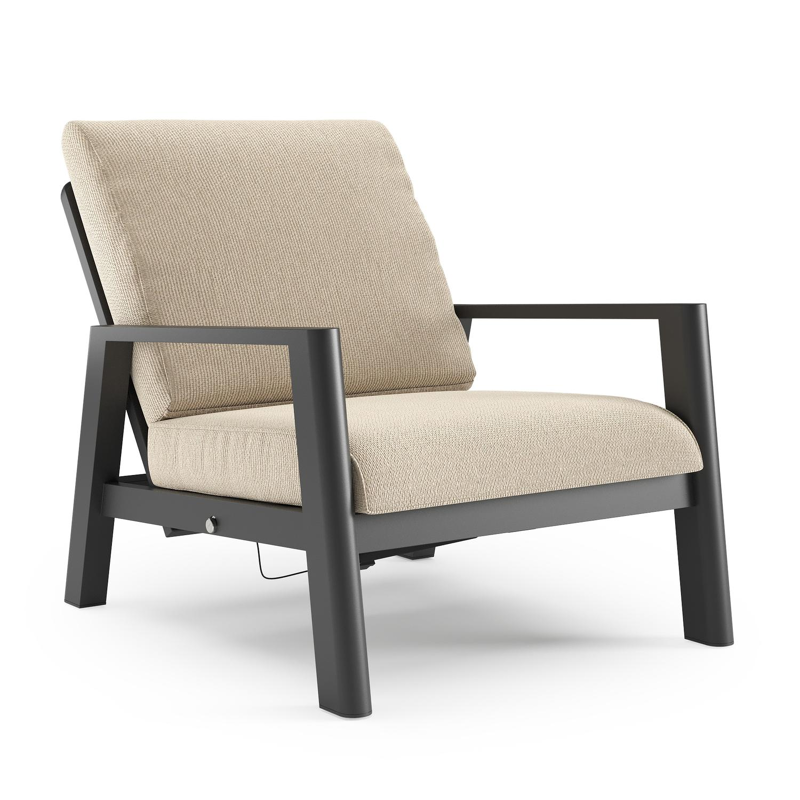 Cirello loungestoel in zwart aluminium met althea chalk all weather cosytica kussen