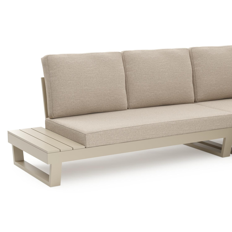 Modica loungehoek in beige aluminium met rustic weather+ softtouch kussen