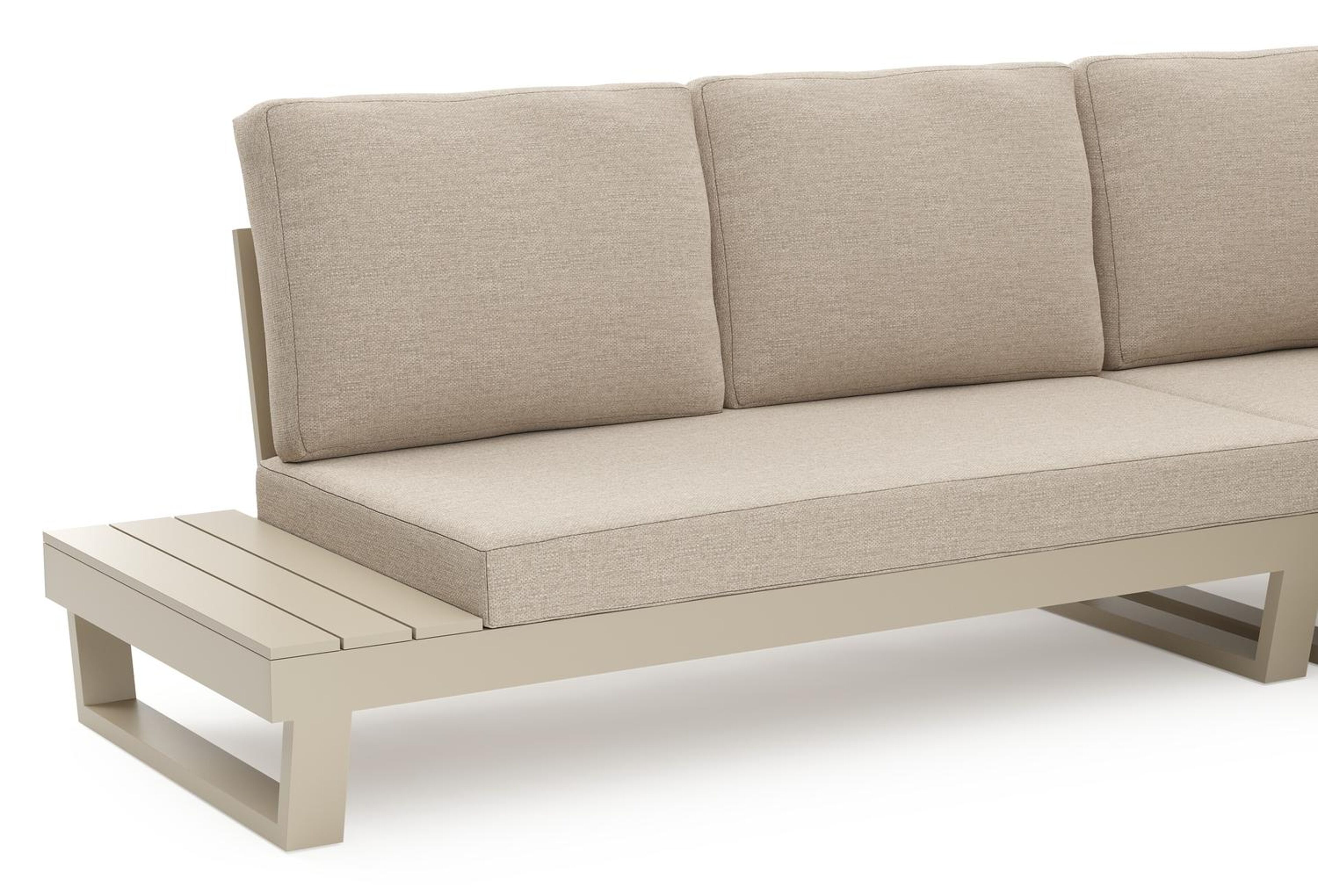 Modica loungehoek in beige aluminium met rustic weather+ softtouch kussen