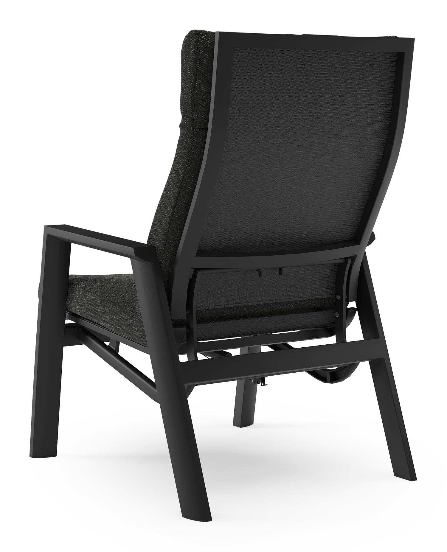 Prato loungestoel in zwart aluminium met sky black weather+ softtouch kussen