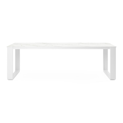 Atessa tuintafel in wit aluminium en volkeramiek calacatta - L 240 x B 100 x H 75 cm