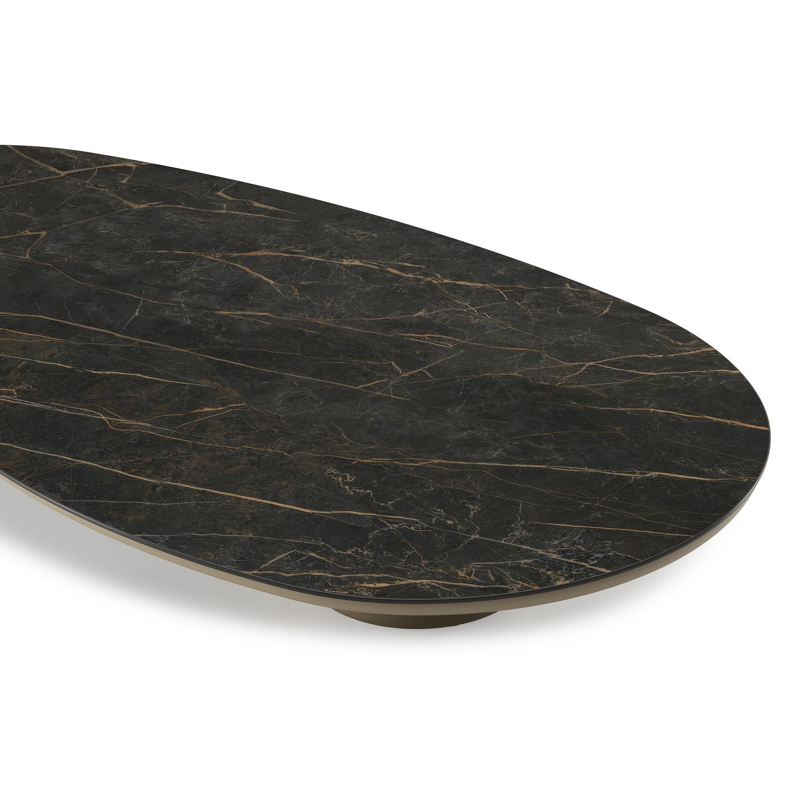 Amico loungetafel organisch in beige aluminium en volkeramiek Black Obsession - L 170 x B 91 x H 25 cm