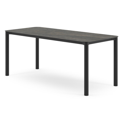 Orso tuintafel rechthoekig afgerond in zwart aluminium en volkeramiek Black Obsession - L 200 x B 80 x H 74.5 cm