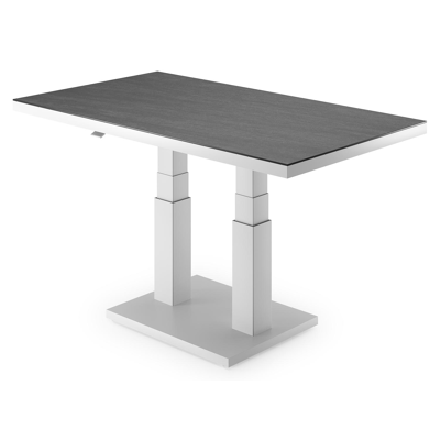 Cirello pop-up loungetafel rechthoekig in wit aluminium en volkeramiek Basalt Black - L 140 x B 80 x H 71 cm