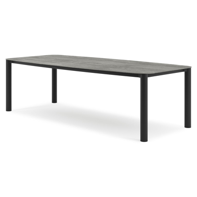 Orso tuintafel bootvorm in zwart aluminium en volkeramiek aspen grey - L 255 x B 115 x H 75 cm