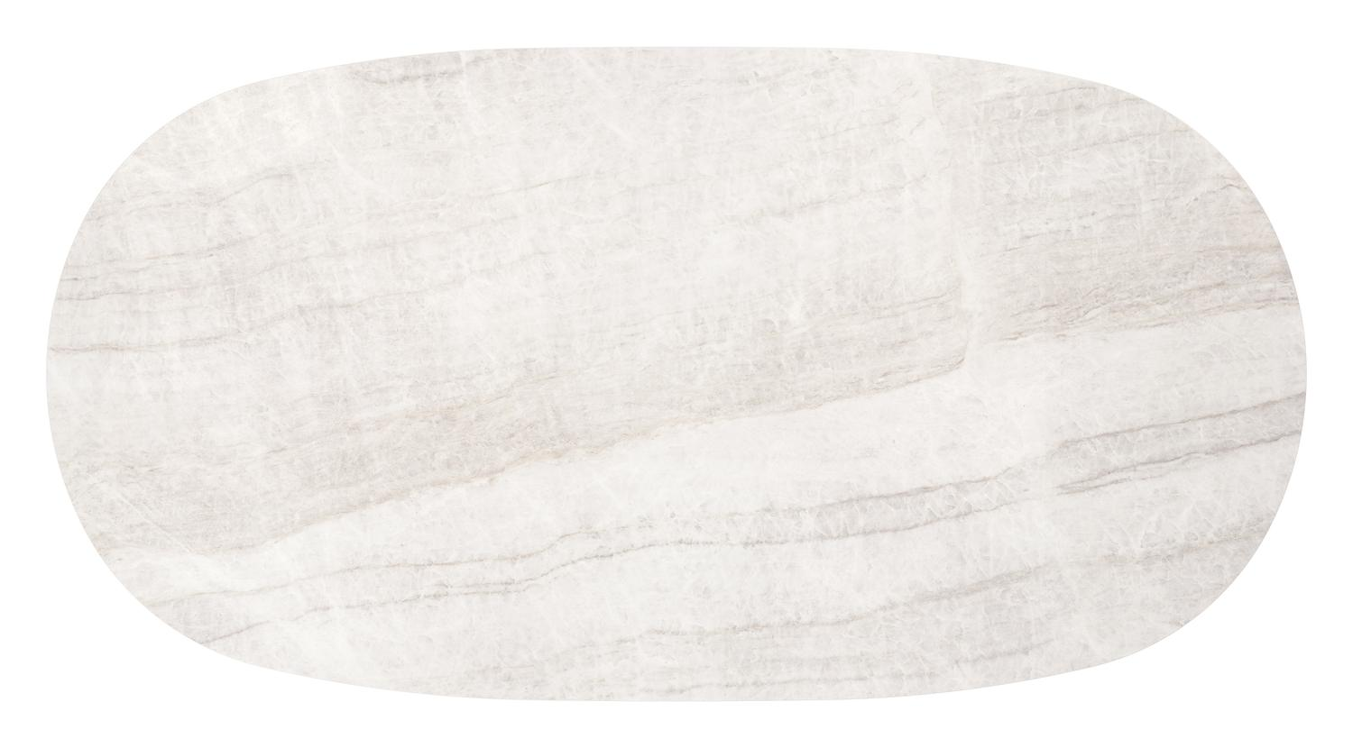 Table de basse Amico bombo en aluminium noir et céramique pleine Taj Mahal - Lg. 171 x Lrg. 89 x Haut. 24 cm