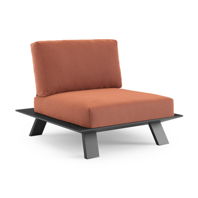 Cesano loungestoel in zwart aluminium met heritage rust all weather Sunbrella® luxe kussen