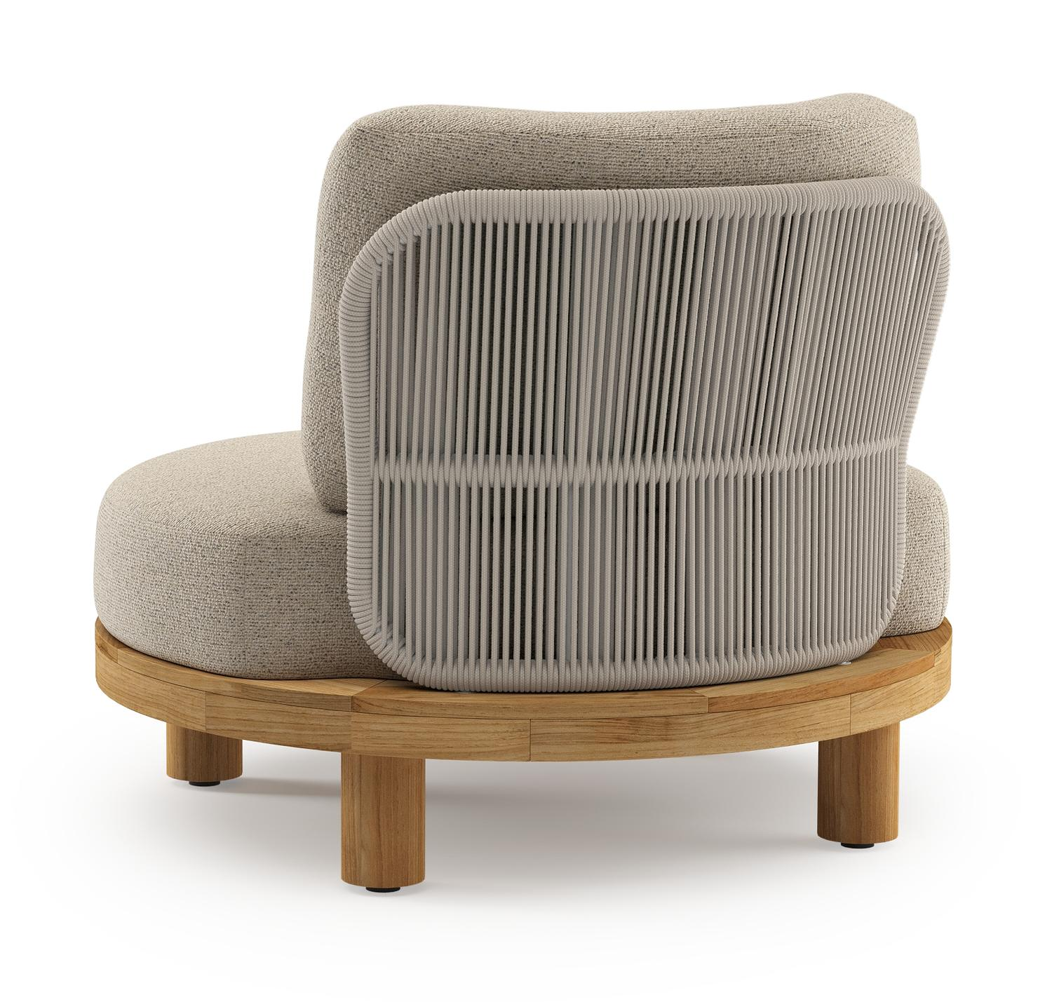 Donato loungestoel 1-zit in teak met marbella beige all weather Casettica kussen