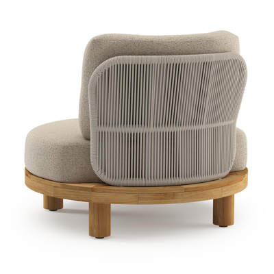 Donato loungestoel 1-zit in teak met marbella beige all weather Casettica kussen