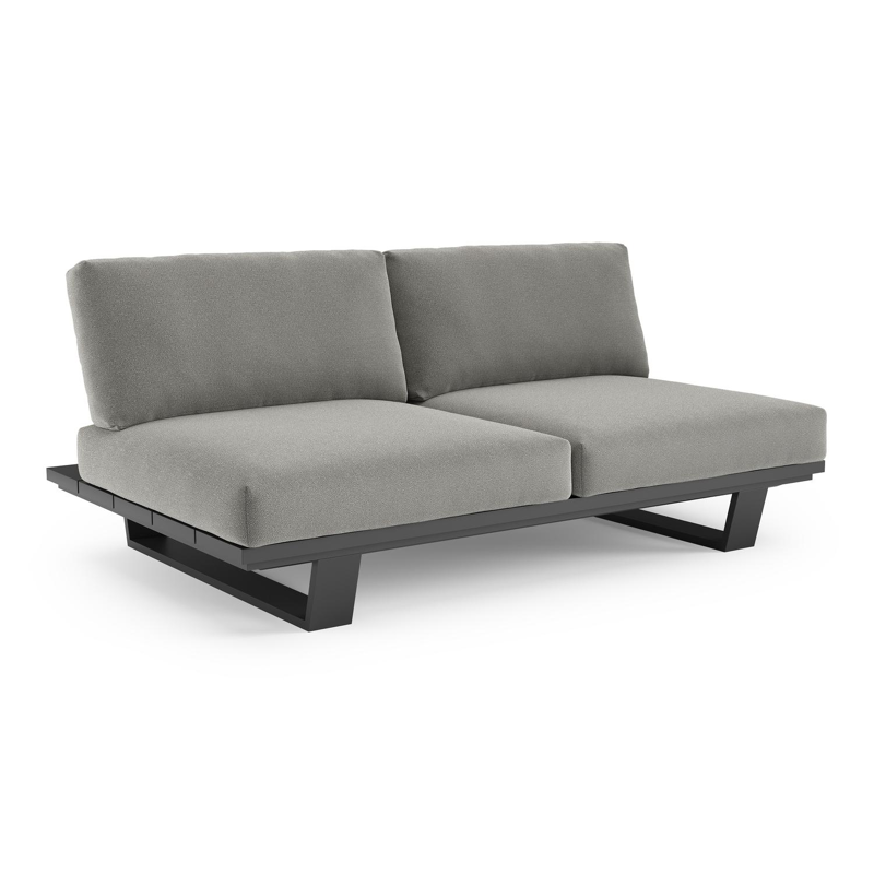 Pagino loungebank in zwart aluminium met savane zinc all weather sunbrella® luxe kussen