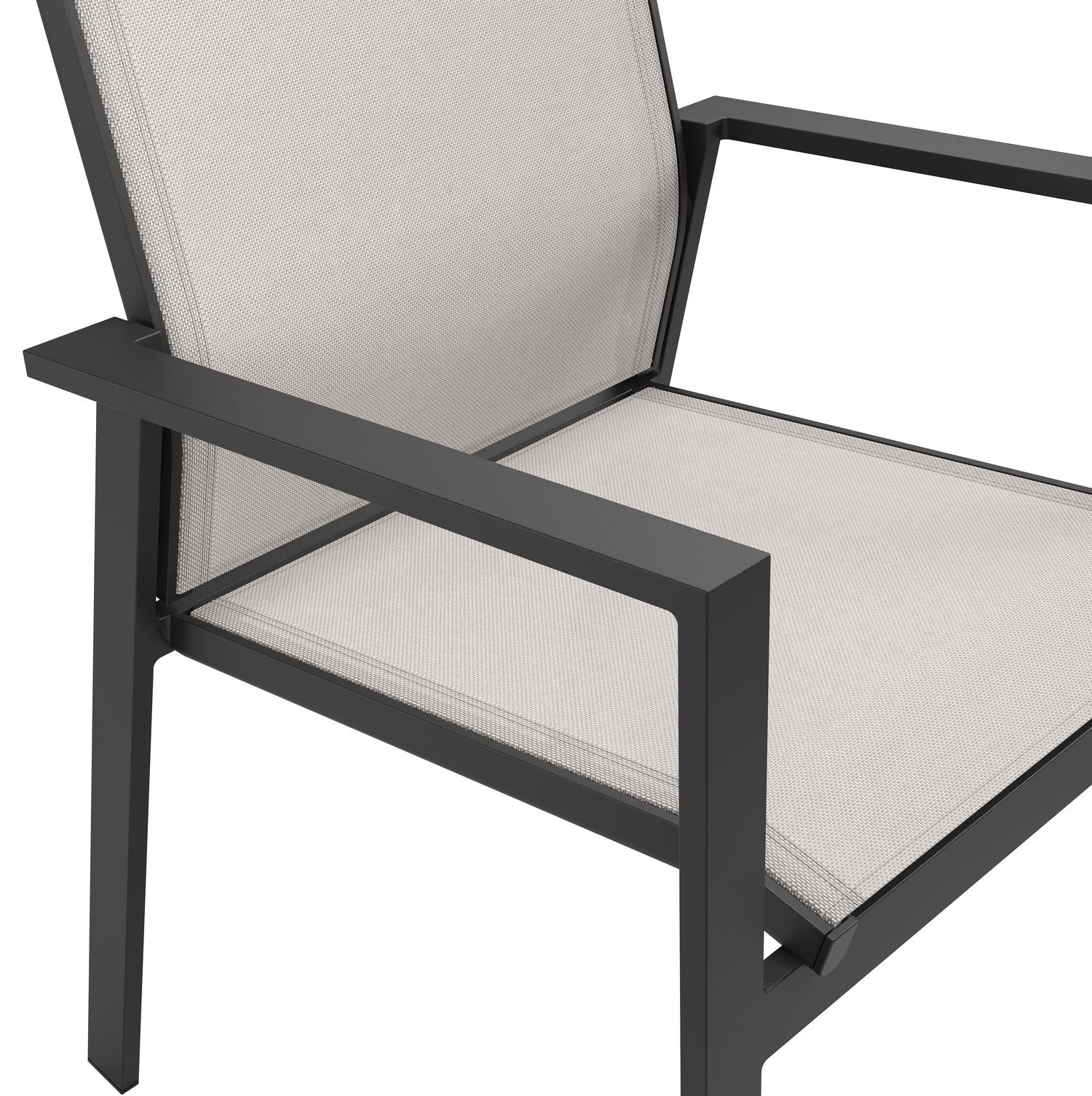 Chaise de jardin Bahia en aluminium noir et textilène beige