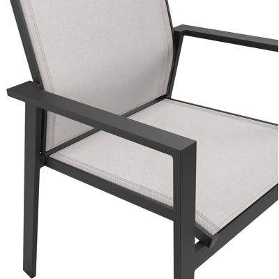 Bahia tuinstoel in zwart aluminium en beige textilene