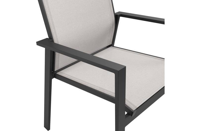 Bahia tuinstoel in zwart aluminium en beige textilene