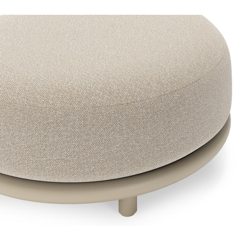 Lomano poef in beige aluminium en beige verticaal geweven luxe vlakke rope met Marbella Ecru all weather cosytica