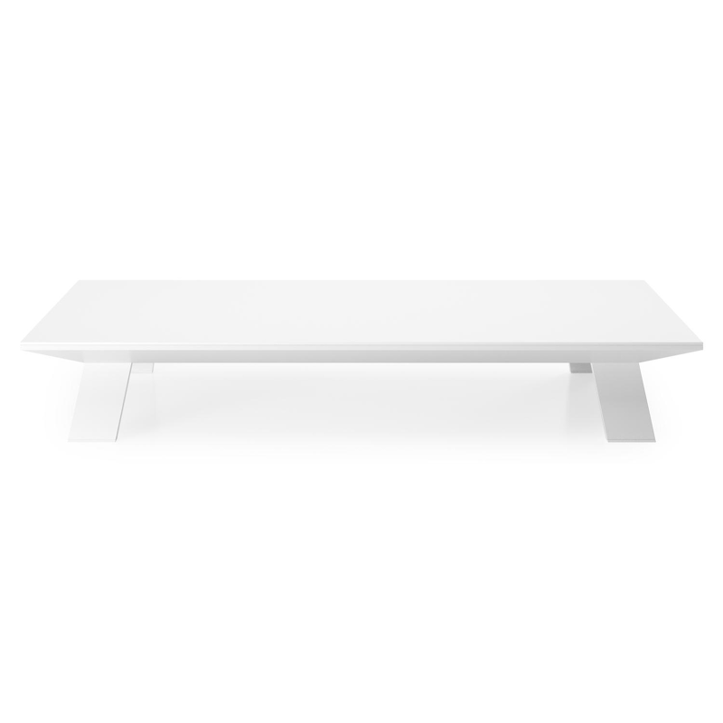 Table basse Cesano en aluminium blanc et céramique pleine arctic white - Lg. 140 x Lrg. 80 x Haut. 24 cm