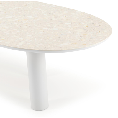 Organo tuintafel organisch in wit aluminium en volkeramiek Retrostone L 280 x B 120 x H 74 cm