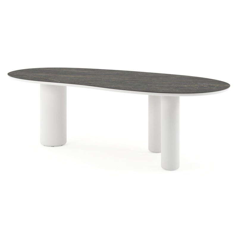 Amico tuintafel organisch in wit aluminium en volkeramiek Black Obsession - L 240 x B 110 x H 73.5 cm
