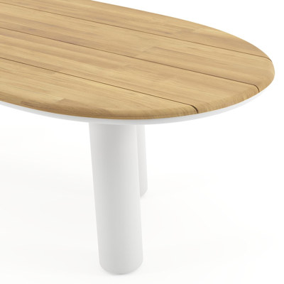 Amico tuintafel organisch in wit aluminium en teak - L 240 x B 110 x H 73.5 cm