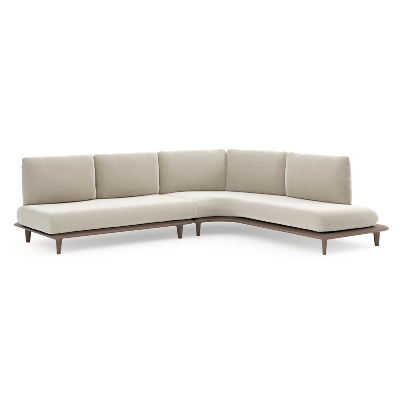 Bomero loungehoek in taupe aluminium met lopi marble all weather sunbrella® luxe kussen