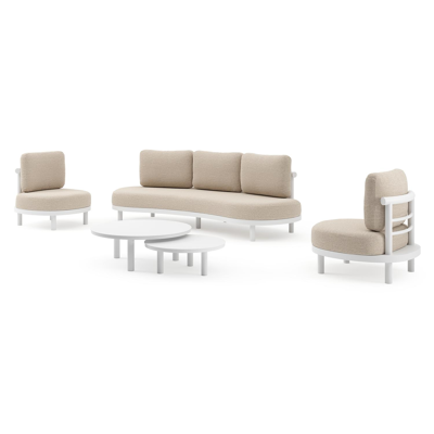 Lindo loungeset in wit aluminium met rustic weather+ softtouch kussens en loungetafel