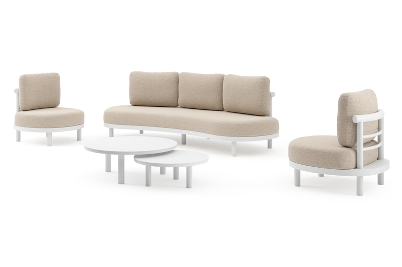 Lindo loungeset in wit aluminium met rustic weather+ softtouch kussens en loungetafel