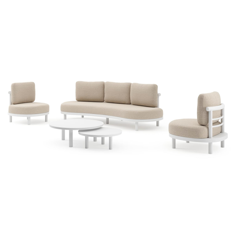Lindo loungeset in wit aluminium met rustic weather+ softtouch kussens en loungetafel