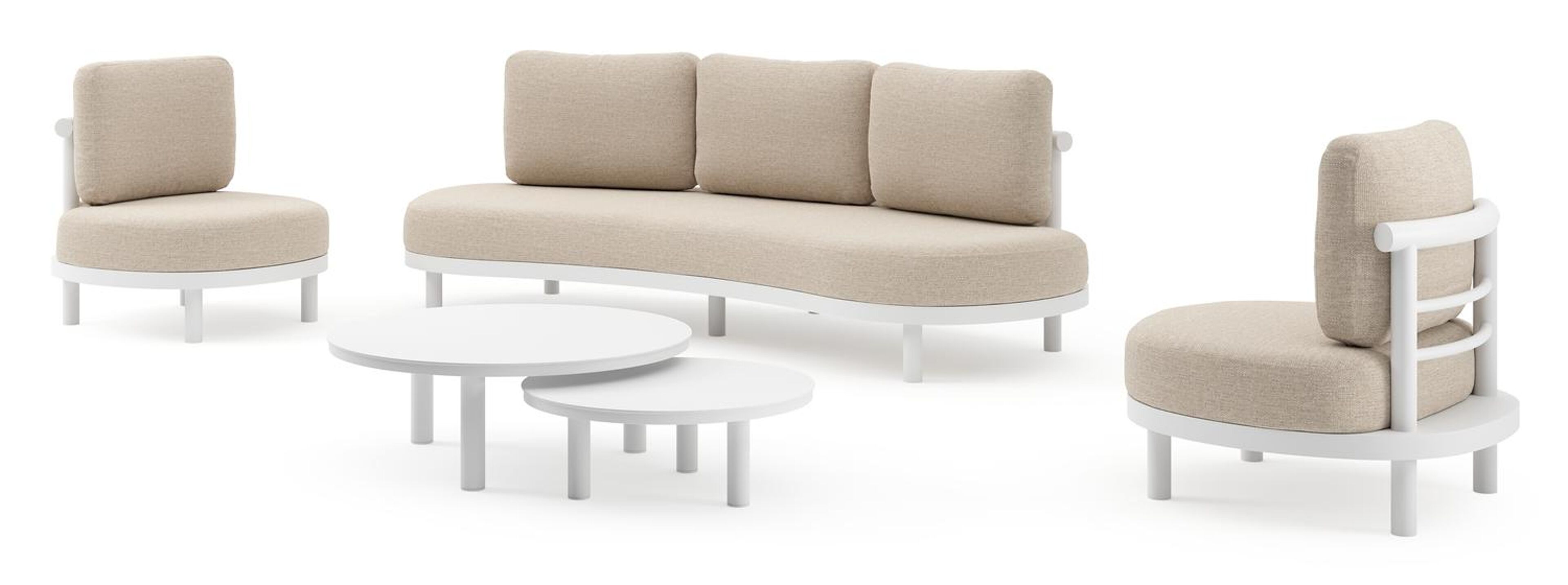 Lindo loungeset in wit aluminium met rustic weather+ softtouch kussens en loungetafel