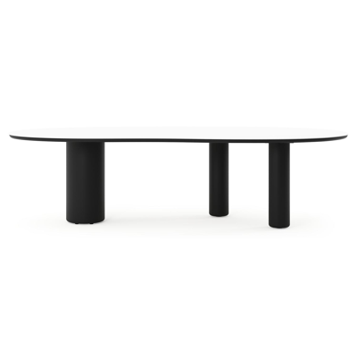 Amico tuintafel organisch in zwart aluminium en volkeramiek Arctic White - L 280 x B 120 x H 73.5 cm