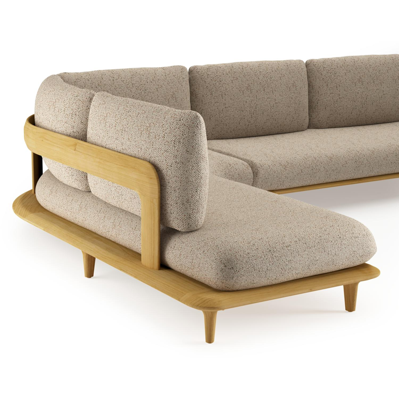 Bomero loungehoek in teak met bora jungle all weather cosytica kussen