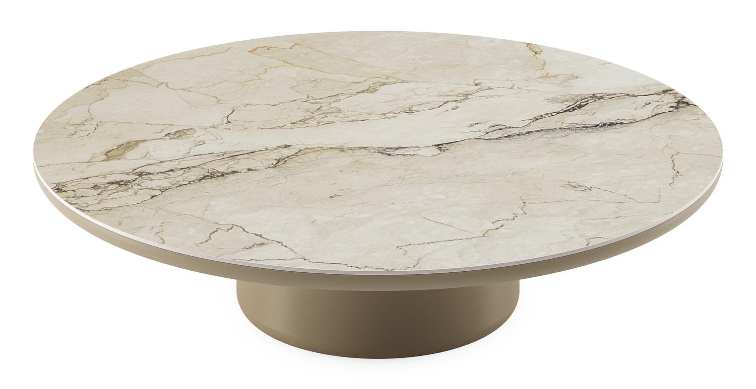 Amico loungetafel rond in beige aluminium en volkeramiek Colorado Dunes - Dia. 110 x H 28 cm