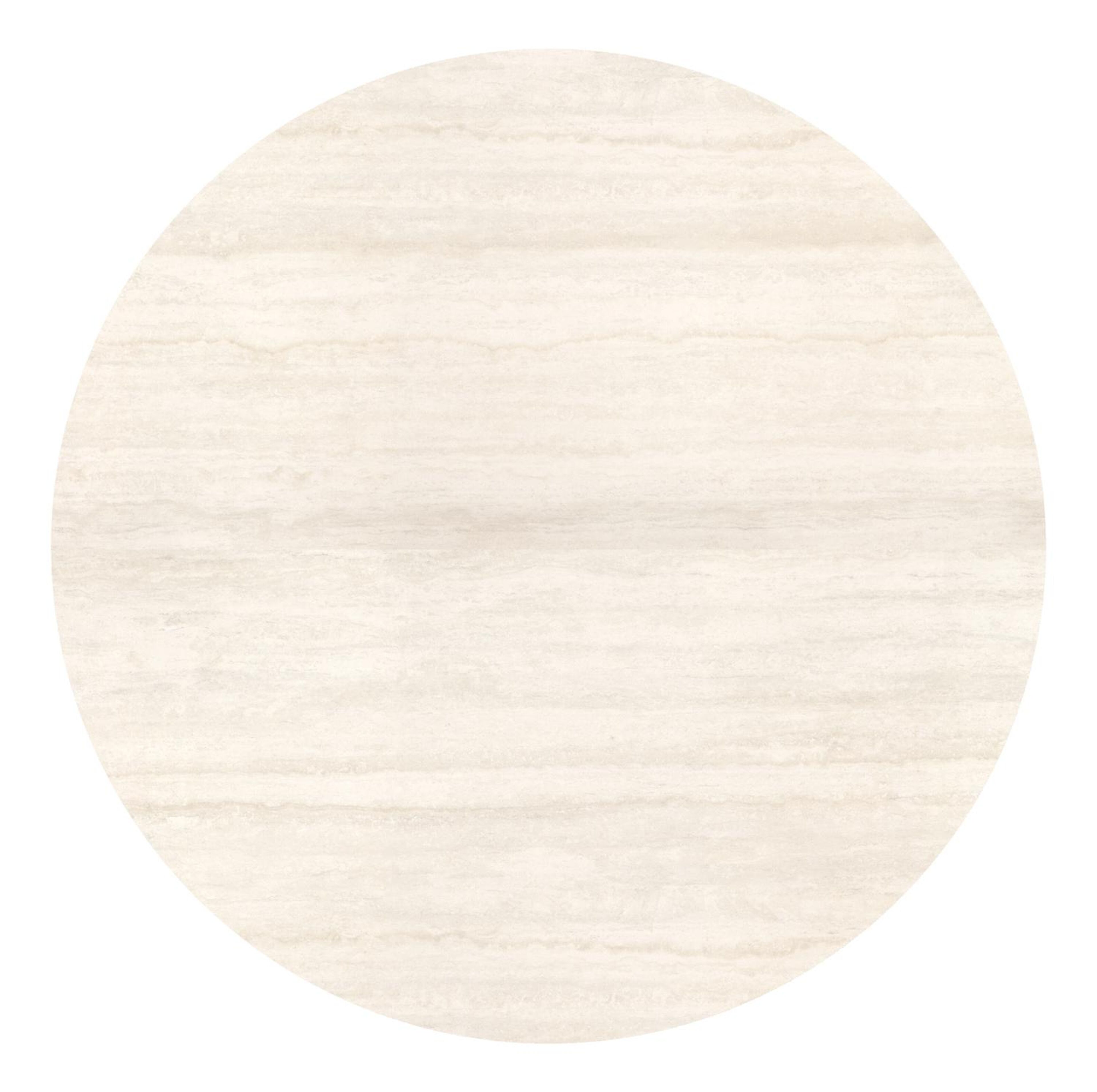 Table de jardin Fano ronde en aluminium blanc et céramique pleine Travertino Bianco - Diam. 148 x Haut. 75 cm